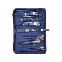 DAVICON Kit de manucure et pédicure classique en acier durable 18-en-1 (ensemble de 18 pièces) – Trousse de beauté portable multi-usage