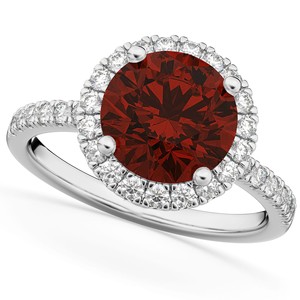 โออีเอ็มแฮนด์เมดดีไซน์เนอร์แหวนพลอยโกเมนสีแดงธรรมชาติและเพชรสีขาว14K แหวนคลัสเตอร์ทองขาวละเอียดเครื่องประดับสำหรับผู้หญิง - Product Image 1