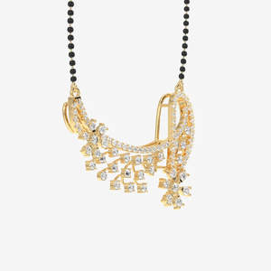 Women's Round Cut Moissanite Diamond <b>Necklace</b> 18K Gold Mangalsutra-Elegant and Luxurious - Product Image 2