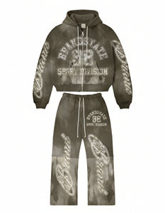 Ensemble de survêtement d'hiver pour homme en molleton uni, style streetwear vintage personnalisé, avec sweat à capuche et pantalon de survêtement droit évasé - Product Image 6