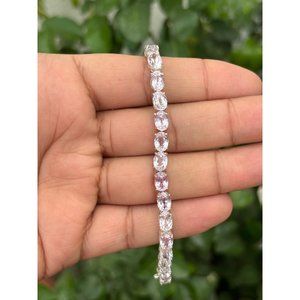 Pulsera de tenis de plata 925 con kunzita, accesorio de moda - Product Image 6