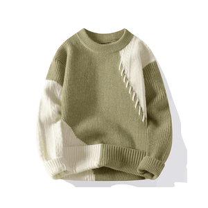 Chandails pour hommes en jacquard avec LOGO personnalisé OEM pulls en tricot à effet vieilli pull-over col rond en tricot pull pour hommes en tricot pour l'hiver - Product Image 2