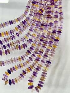 Quartz amétrine naturel 7-8mm coupe allemande disque à facettes perles rondelle 14 pouces brin pour bijoux à bricoler soi-même et artisanat - Product Image 3