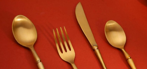 Classique haut de gamme mat polonais créatif poignée Design 304 acier inoxydable métal couverts cuillère et fourchette mariage or couverts - Product Image 2