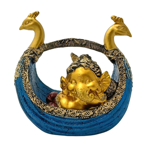 Statue en résine Ganesh Ji, faite à la main, peinte à la main, décoration religieuse traditionnelle pour la maison, décoration de mariage, modèle assis sur un canard, cadeau - Product Image 1