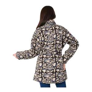 Veste matelassée en coton pour femmes, manteau d'hiver chaud à la mode avec col montant respirant imprimé de fleurs pour l'automne - Product Image 5