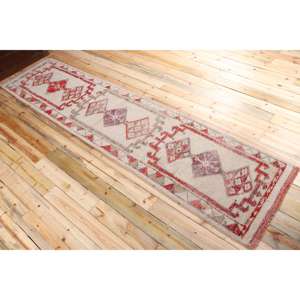 Turkish <b>Runner</b> Rug, 2.8x11.5 ft Vintage Rug, <b>Red</b> Herki Wool Rug - Product Image 4