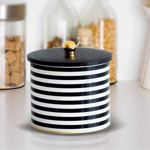 ที่จับกระป๋องโลหะทรงกลมขนาด175x155มม. 3.5L ที่เก็บและภาชนะบรรจุอาหารลายเส้นสีดำและสีขาว - Product Image 2