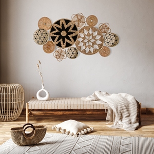 Decoración de cesta colgante de pared tejida a mano africana de granja rústica-placas de decoración de pared para Home Hotel-regalo para ella - Product Image 3