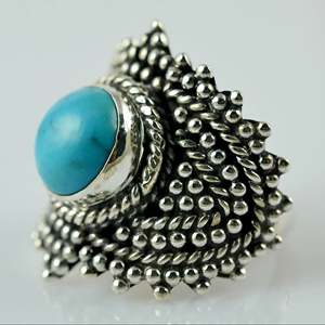 Bague Bohème Pierre de Naissance de Décembre Faite à la Main en Argent Sterling 925 avec Turquoise – Cadeau Idéal pour son Anniversaire – Bijoux en Platine - Product Image 2