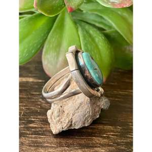 Bague Sheila Becenti Royston en turquoise et argent sterling, sertie de pierres, plaqué or rose, acier inoxydable, taille 5.25, cadeau idéal - Product Image 3