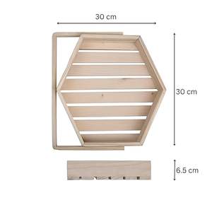 Panier cadeau en bois de pin avec manche en bois et panier fait main fantaisie herbe sèche idéal pour offrir un panier hexagonal - Product Image 5
