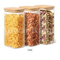 Ensemble De 3 Pièces Grand Bocal En Verre Avec Couvercles En Bambou Pour Café Noix Thé sucre Conteneur De Stockage Ensemble Décoratif Pour La Cuisine