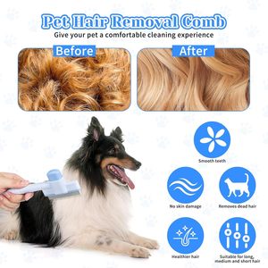 หวีสแตนเลส ขนแปรงยาวและสั้น หวีทำความสะอาดตัวเองได้ สำหรับสัตว์เลี้ยง แมว สุนัข หวีกำจัดเห็บหมัด แบบมีปุ่ม สำหรับดูแลขนสัตว์เลี้ยง - Product Image 4