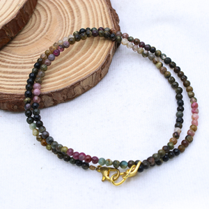 Venta al por mayor precio de piedras preciosas de turmalina Natural cuentas redondas lisas 925 Corazón de plata y Chakra raíz collar de joyería curativa - Product Image 4