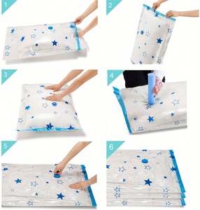 Sac de compression sous vide pour vêtements avec pompe manuelle gonflable, sac de rangement gain de place, essentiel de voyage, sacs de rangement transparents en PA - Product Image 2