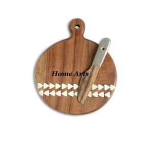 Planche à fromage en bois de couleur marron faite à la main planche à découper de forme ronde de la meilleure qualité pour la cuisine à domicile - Product Image 5