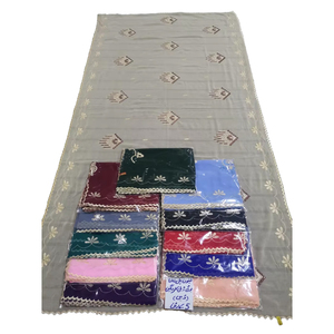 High Quality Soft Light Solid Color Muslim Floral Chiffon Luxury <b>Women</b> <b>Shawls</b> Rhinestones Embroidery Breathable Winter Fashion - Product Image 3