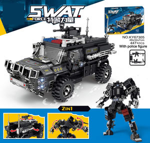Robot de ville transformant en plastique, ensemble de <span class=keywords><strong>police</strong></span> <span class=keywords><strong>Swat</strong></span>, voiture, hélicoptère, bateau, camion, kit de briques de construction, jouet éducatif pour enfants, vente en gros - Product Image 5