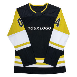 Hockey personnalisé manches longues col en V équipe numéro imprimé maille chemise de sport unisexe uniforme de hockey sur glace - Product Image 2