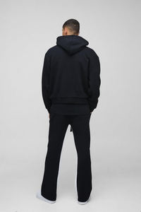 Nouvellement Style hommes personnalisé à capuche solide deux pièces ensemble coton polaire surdimensionné haute rue survêtements posséder votre Logo OEM automne - Product Image 3