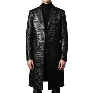 Manteau long pour homme en cuir d'agneau véritable imperméable réversible de luxe fait main - Product Image 2