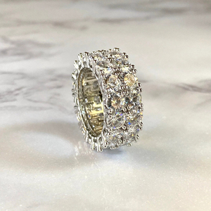 Top Trending GRA Certified Round Moissanite Diamond 925 Sterling Silver Iced Out Tennis Band Ring para mujeres a precio al por mayor - Product Image 1