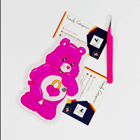 Boîte à cils en acrylique personnalisée en forme de cœur d'ours, réutilisable, support pour cils, outil de beauté pour extensions de cils, écologique, haute qualité