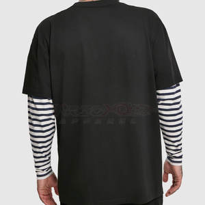 เสื้อยืดแฟชั่นแนวสตรีทสำหรับผู้ชายเสื้อยืดผ้าฝ้าย100% แขนยาวสองชั้นทรงโอเวอร์ไซส์ - Product Image 5