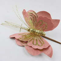 Décorations de Noël en tissu en forme de papillon pour sapin, tiges décoratives de papillons, décorations saisonnières pour la maison
