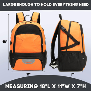 Basketball Sport Backpack | Large Capacity Nylon Carrier Bag Dual Mesh Water Bottle Holders <b>Towel</b> Loop for Workout Training - Product Image 2