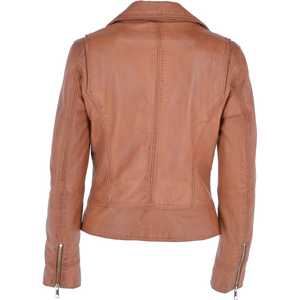 Chaquetas de cuero personalizadas de tendencia superior para mujer, diseño de cuello vuelto sólido, mangas completas, forro de satén transpirable - Product Image 3