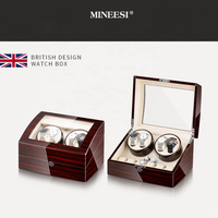 Remontoir de montre automatique de luxe MINEESI fait main, 4+6 emplacements, en bois d'ébène laqué brillant avec protection en microfibre crème