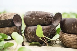 Cuenco de coco indio hecho a mano ecológico para cuencos de batidos veganos comedor sostenible estilo de cocina libre de plástico mínimo 50 Uds - Product Image 3