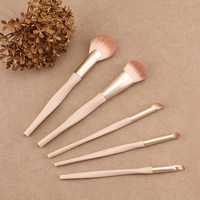 Ensemble de 10 pinceaux de maquillage à manche en bois nude, poils synthétiques doux en nylon, pour fond de teint, blush, fard à paupières, pinceaux cosmétiques, logo personnalisé