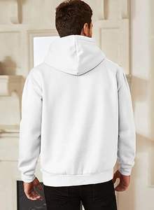 OEM Men's <b>White</b> <b>Hoodie</b> Stylish & Comfortable Pullover | Casual Streetwear for All Seasons Soft Cotton Hoodies - Product Image 2