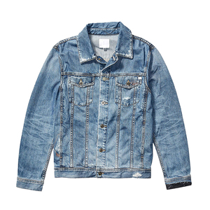 Veste en jean décontractée pour hommes au design personnalisé Veste d'hiver en denim délavé déchiré pour hommes - Product Image 3