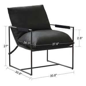 Sillón Minimalista de Tela con Asiento Tapizado y Estructura de Metal Negro para Sala de Estar, Vestíbulo de Hotel y Salas de Espera - Product Image 5