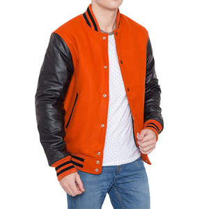 2025 nueva moda chaqueta de béisbol universitaria en blanco para hombres 100% lana manga de cuero genuino chaquetas de béisbol Varsity ropa de hombre - Product Image 3