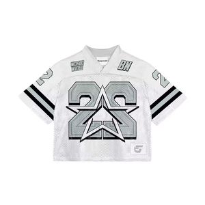 Camiseta de baloncesto con cuello extragrande para hombre, uniforme de fútbol de malla transpirable con mangas cortas, camisetas cuadradas recortadas de talla grande - Product Image 1