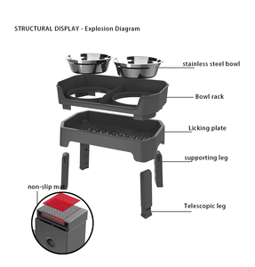 3-in-1 Elevated <span class=keywords><strong>Dog</strong></span> <span class=keywords><strong>Bowls</strong></span> <span class=keywords><strong>Mess</strong></span> <span class=keywords><strong>Proof</strong></span> Double Deck 4 Altura Ajustável Raise Pet <span class=keywords><strong>Dog</strong></span> Bowl Stand com 2 Food Bowl e Lamber Placa - Product Image 3