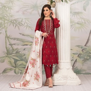 Glorious Tawakkal 3-Piece Women's Casual Viscose Embroidered Digital Print Salwar Kameez Loose Fit All Seasons Latest Modern - Product Image 3