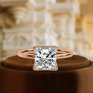 Anillo de Compromiso con Diamante de Corte Princesa, 1 Quilate, Certificado IGI, Diamante Cultivado en Laboratorio, Oro de 14K, Engaste de Media Aro, Anillo Solitario de Regalo - Product Image 3