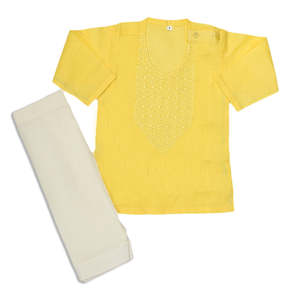 ชุดเสื้อผ้าเด็กผู้ชายแรกเกิดปักลาย - สีเหลือง - Product Image 4