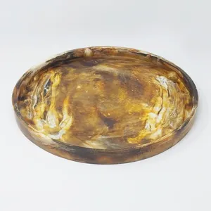 Bandeja de servicio de resina elegante hecha a mano India para decoración del hogar, mesa de centro, bebidas de regalo, almacenamiento de escritorio y uso decorativo - Product Image 2