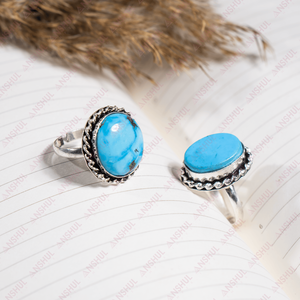 Adjustable Women's <b>Rings</b> Popular Fashion Open Thread Inlaid Blue Colour <b>Turquoise</b> Howlite Snake <b>Rings</b> - Product Image 2