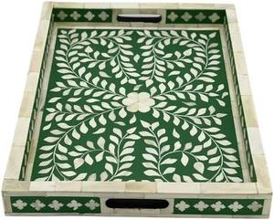 Plateau de service en incrustation d'os fait à la main pour thé café collations organisateur décor à la maison utilisation de cuisine et affichage de Table à manger d'Inde - Product Image 2