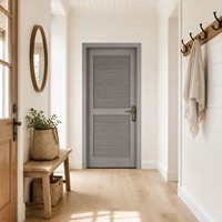 Porte intérieure en bois à persiennes gris moyen, style ferme, pour chambre et salle de bain