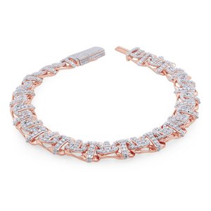 Bracelet à maillons en forme de zigzag de luxe en or rose 10K diamant de laboratoire glacé bijoux au design personnalisé pour hommes - Product Image 2