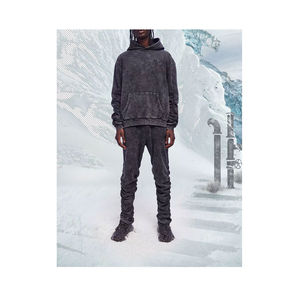 Chándal de lavado ácido pesado de alta calidad, conjunto de pantalones de chándal y Sudadera con capucha Vintage, diseño personalizado, chándal lavado con ácido Unisex - Product Image 1